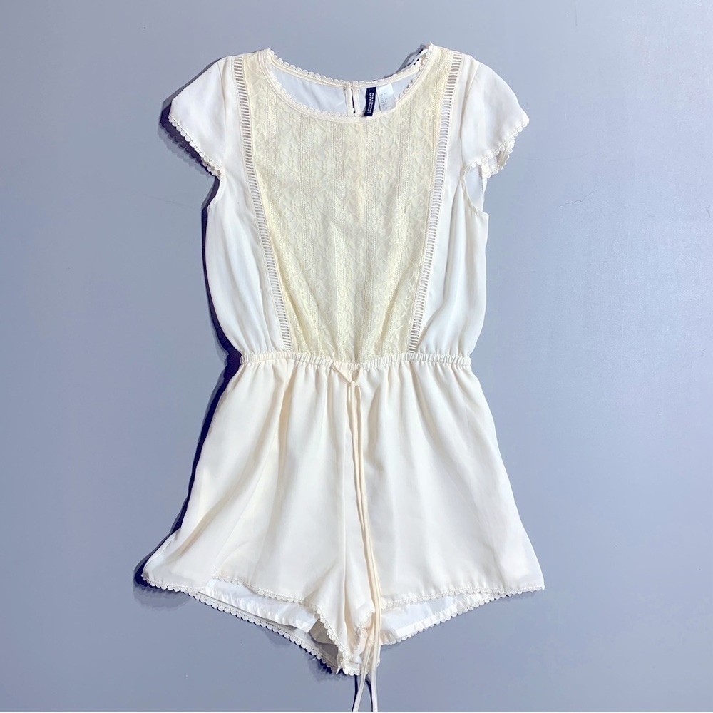 H&M M lace detailed delicate cream romper